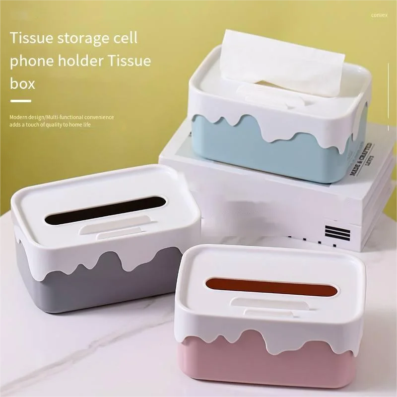 Square Plastic Tissue Box, Home Tissue Container, Car Napkins Holder Case, Kitchen Organizer, Simple and Stylish