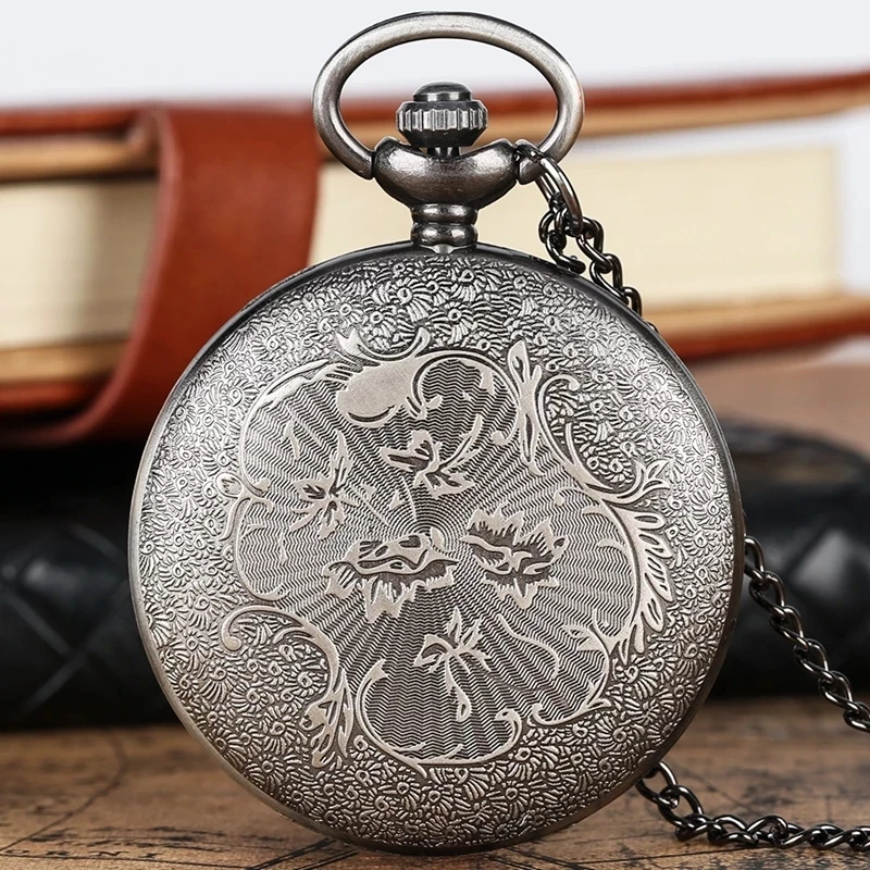 TIEDAN Hollow Quartz Pocket Watch Necklace Vintage Bronze Trend Fashion Watch Pendant Chain Fob Watch