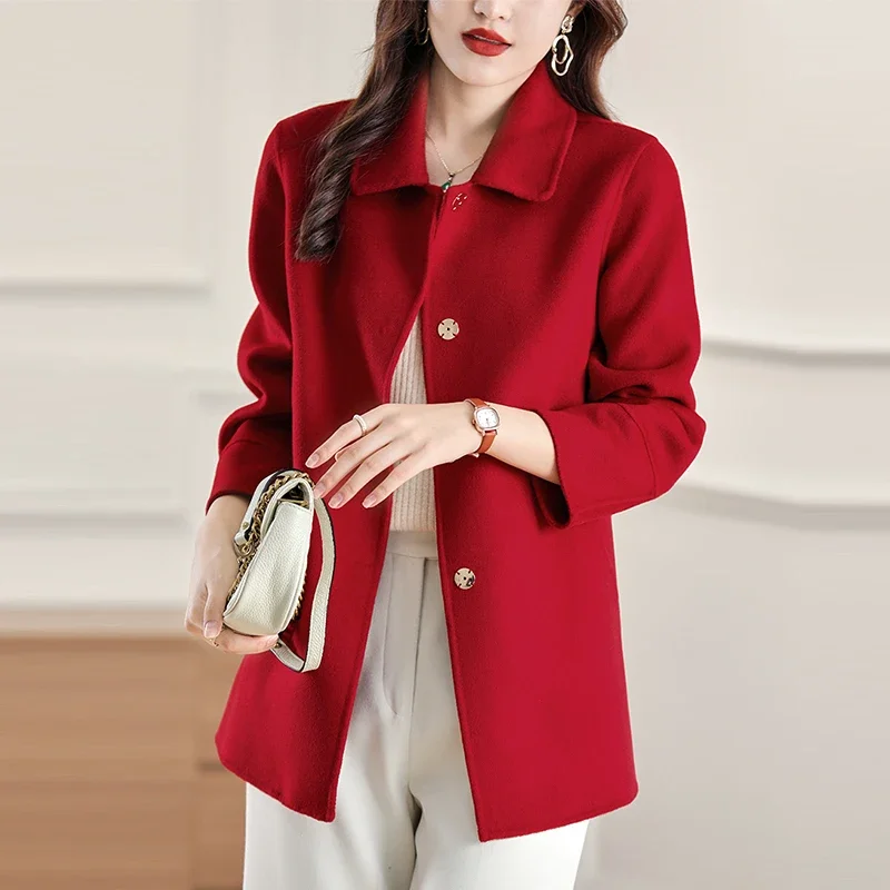 

2025 NEW High-End Double-Sided Wool Coat Women's Long Autumn And Winter New Temperament Wool Woolen Coat
