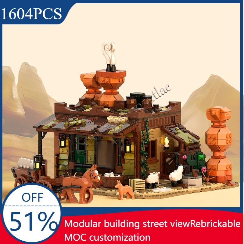 1604 قطعة مخصصة MOC مزرعة القرون الوسطى سلسلة ريد روك مزرعة نموذج بناء كتل ذاتية الصنع الطوب التجمع لغز لعبة هدايا العيد