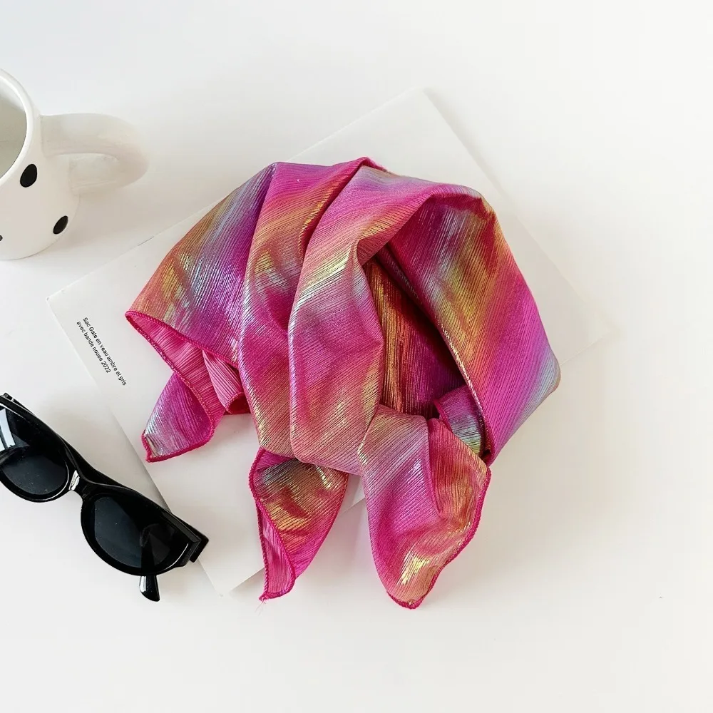 

Y2K Liquid Silver Hair Scarf Soft Wrap Hip Hop Laser Color Hair Band Headband Slender Scarf Punk Bandana Girls