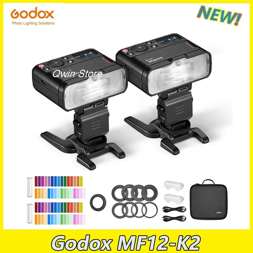 

Вспышка Godox MF12 для макро-вспышки, набор для мини-вспышки со встроенной системой Godox, Вспышка TTL + цветной фильтр для макросъемки