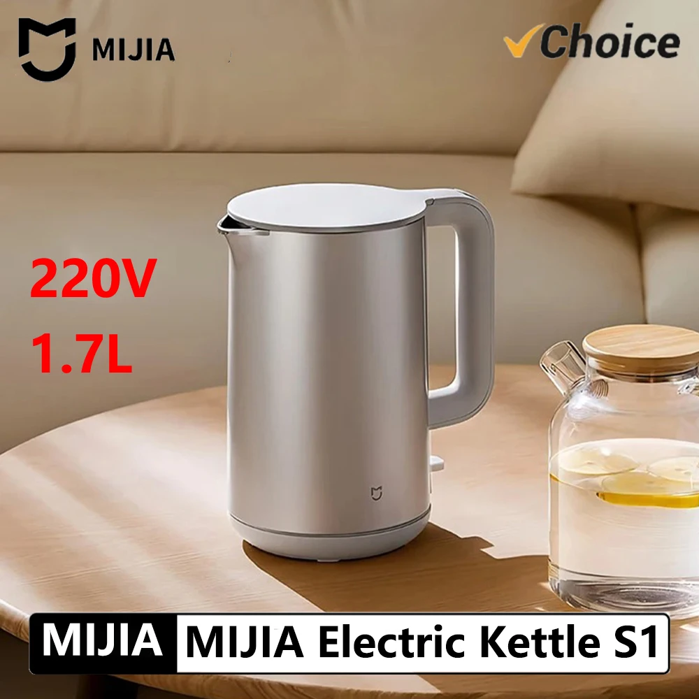 

New MIJIA Electric Kettle S1 Multi-layer Safety Protection 220V Stainless Steel Liner 1.7L Large Capacity 1800W High Power CN