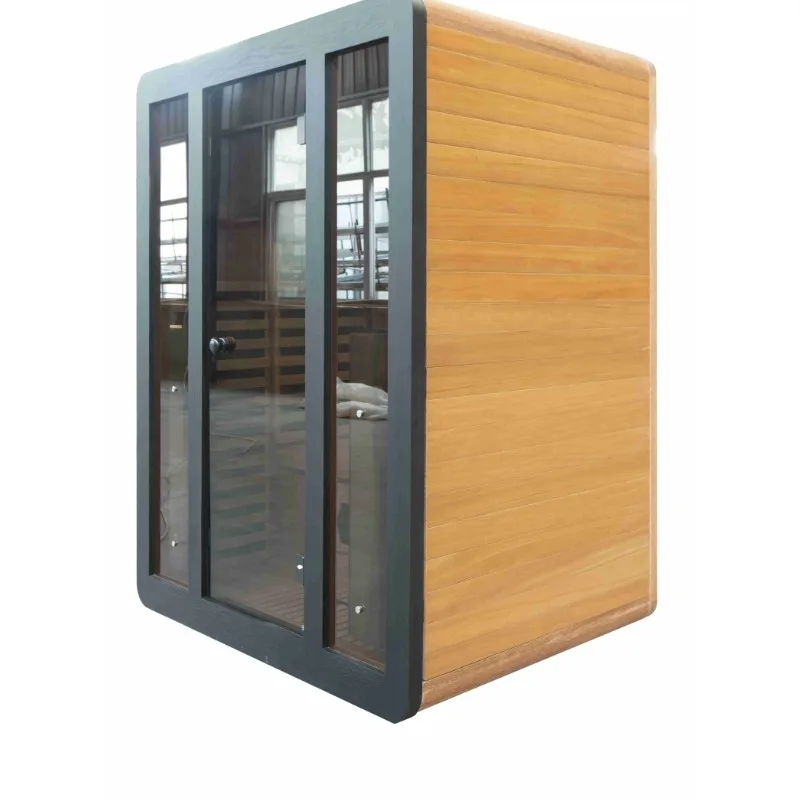Modern Solid Wood Hemlock Electric Infrared Sauna Room With Intelligent Controller And Red Light Therapy Lamp