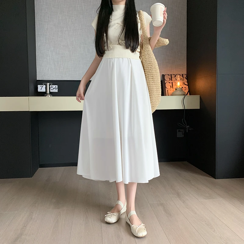 

Maternity Umbrella Skirts Pregnancy Women's High-waisted Slimming Draped A-line Skirt Korean Style Half Length Pleated Dress New