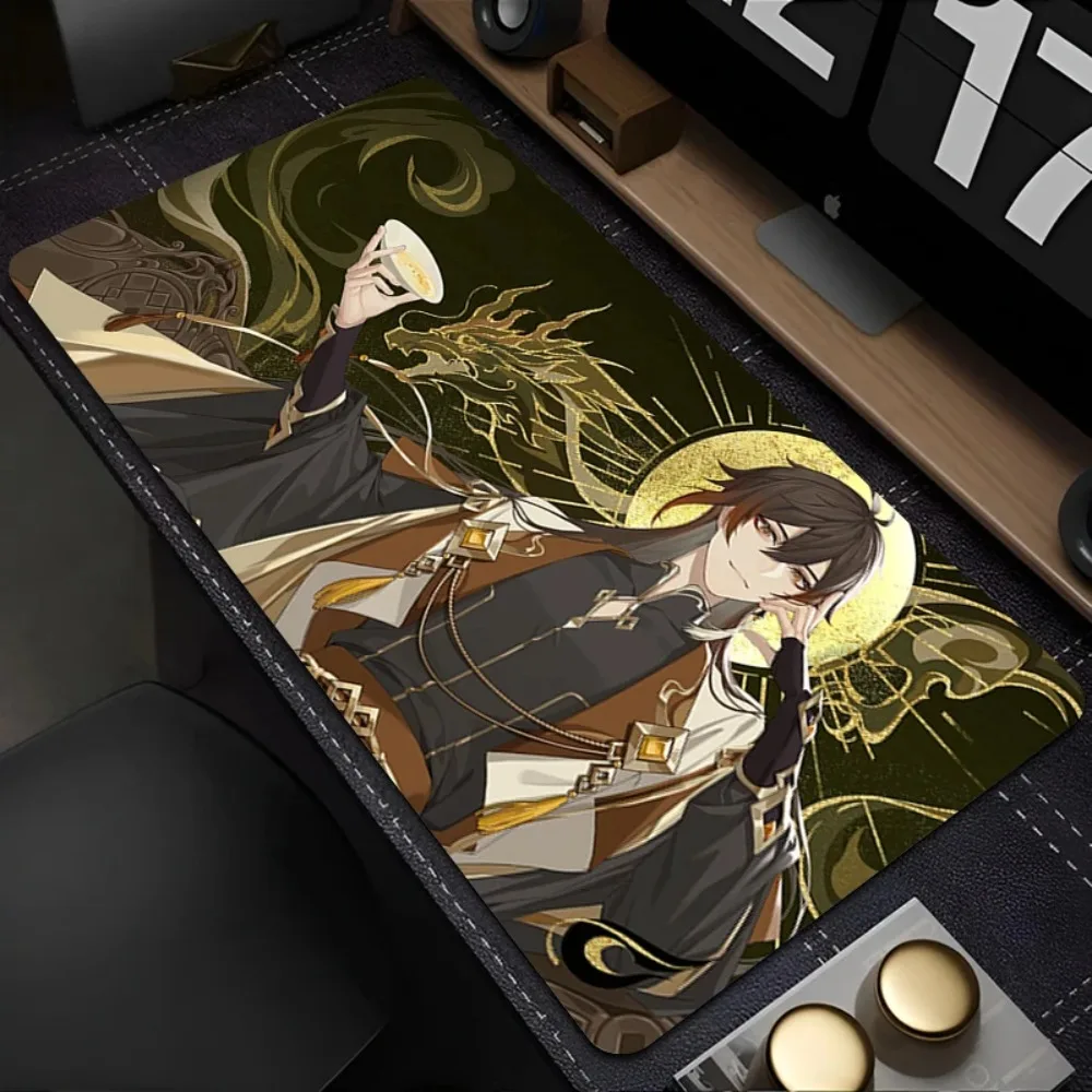 Anime Zhongli Mouse Pad Large Gaming Desk Mat Non-Slip Laptop Keyboard Tray Office PC Genshin Impact Gamer