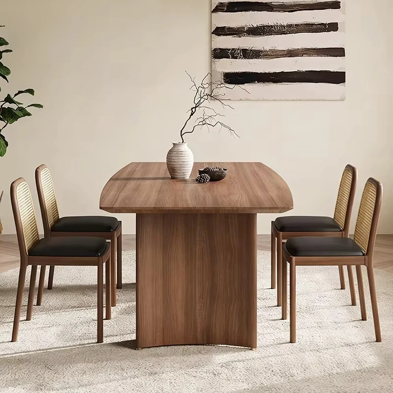 

# Solid Wood Dining Table Minimalist French Vintage Long Table Black Walnut Dining Table