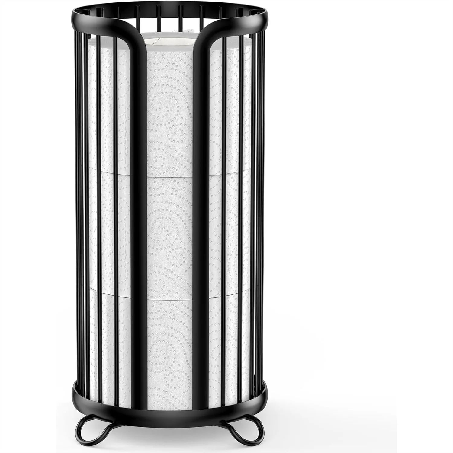 

Freestanding Toilet Paper Holder Stand, 3 Extra Roll Storage for Bathroom, Space Saving Modern Black