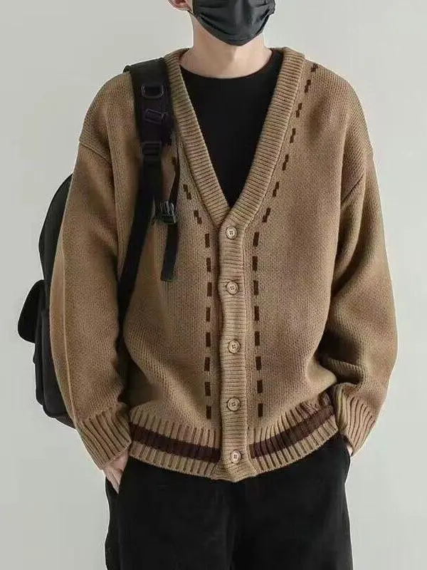 

Men's Casual V-Ne Knitwear Cardigan Loose Winter Faion Retro Korean Sle Long Sve Open Front Soft Medium Thi