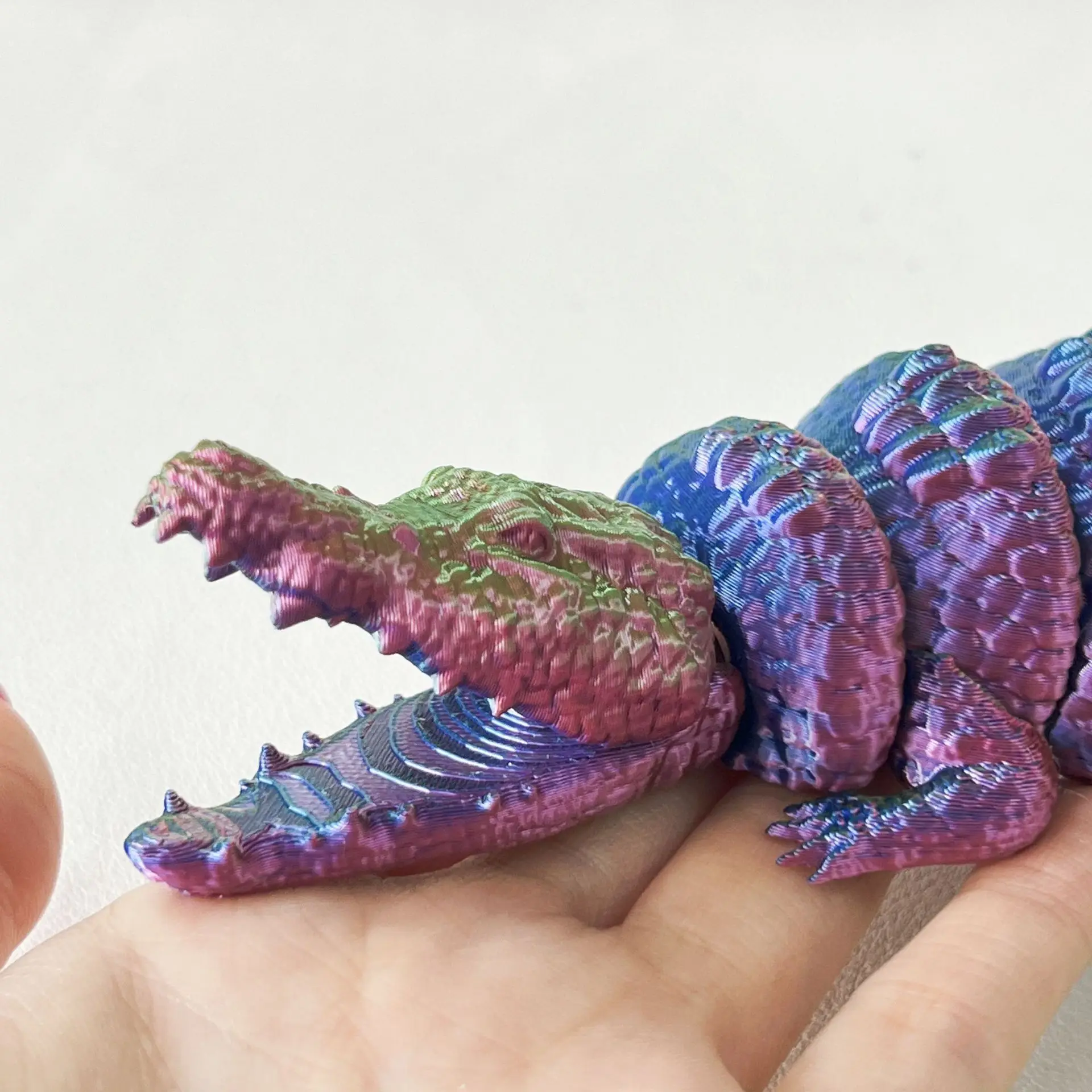 New 3D Print Fat Belly Crocodile Toys Full Body Movable Open Mouth Simulation Animal Crocodile Figure Model Home Decoration