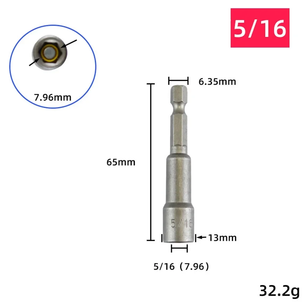 5pcs Impact Socket Magnetic Nut Screwdrive Power Drill Bit Set Adapter Bolt Drivers Repairing Tool 1/4