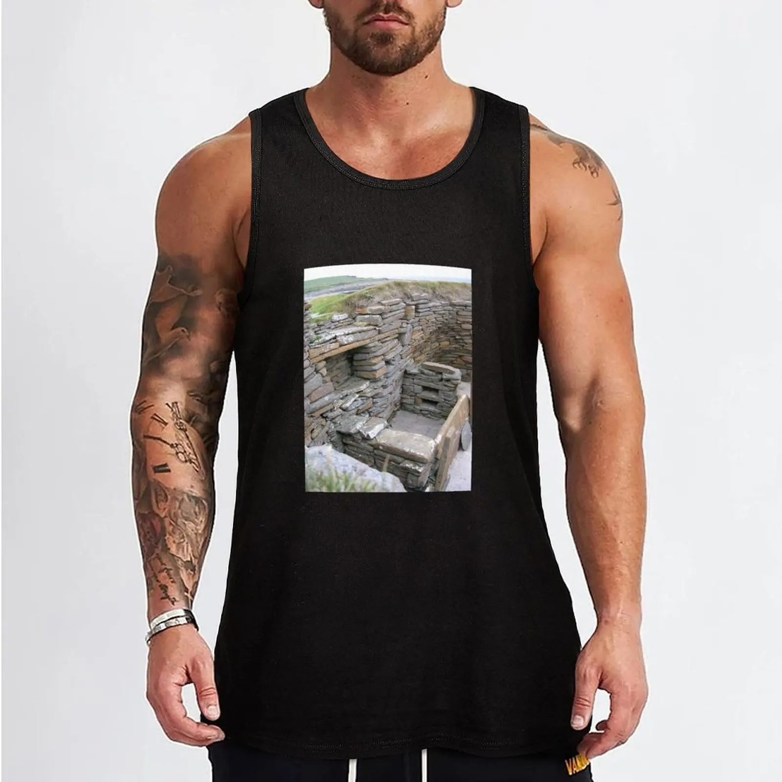 Interior of Neolithic house, Skara Brae Tank Top cotton t-shirts man quick-drying t-shirt Man sleeveless shirt