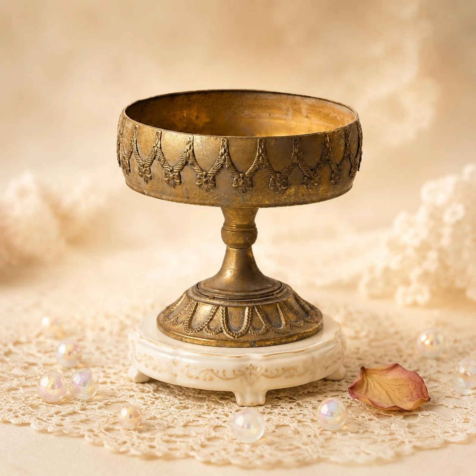 

Iron Pedestal Vase Antique Finish Pedestal Vase Metal Floral Stand Vintage Home Decor Embossed