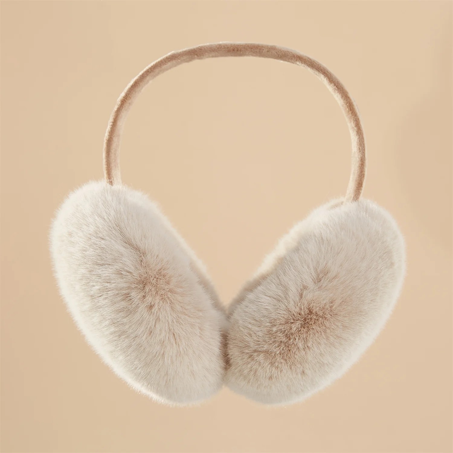 Anjj Light Brown Earmuffs 2024 Hot Sale High-End Soft Plush Imitation Rabbit Fur Ear Muffs Fashion Easy to Match Accessories