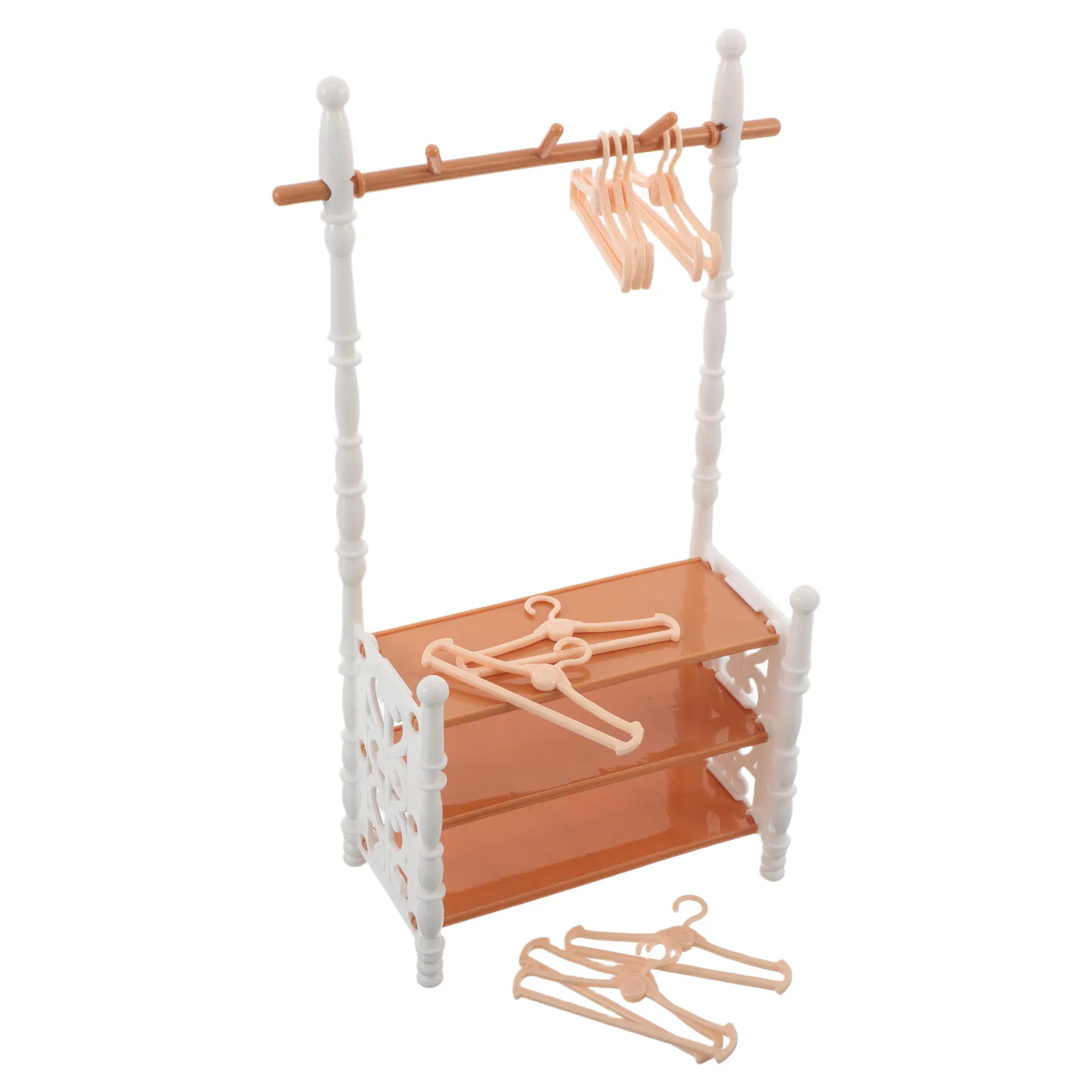 

Набор: мини-вешалка для одежды и шкаф для обуви, изящная мини-мебель для декора кукольного домика, коллекционная модель для интерьера