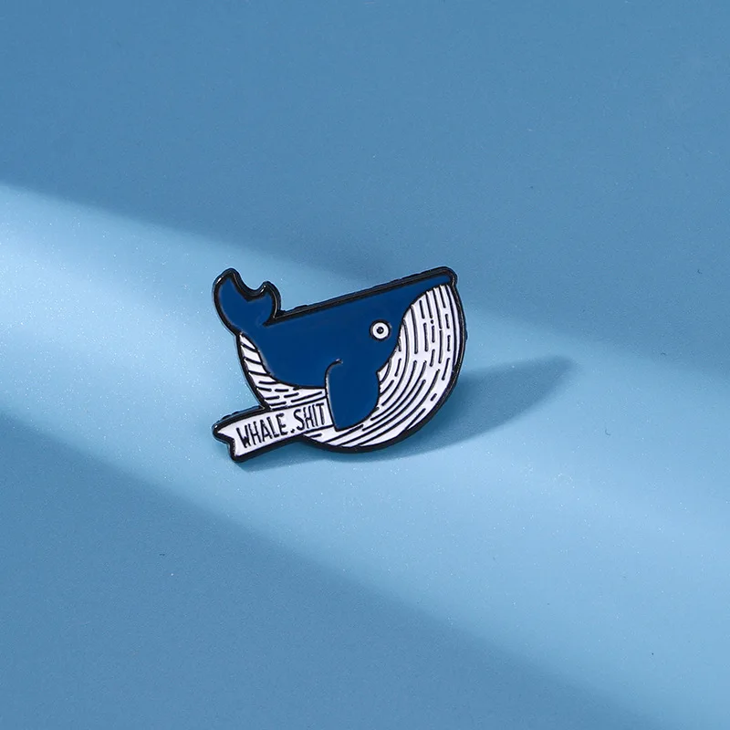 Cartoon Blue Whale Enamel Pins Brooches Sea Animal Backpack Lapel Badge Jewelry Gift for Friend Kids Wholesale