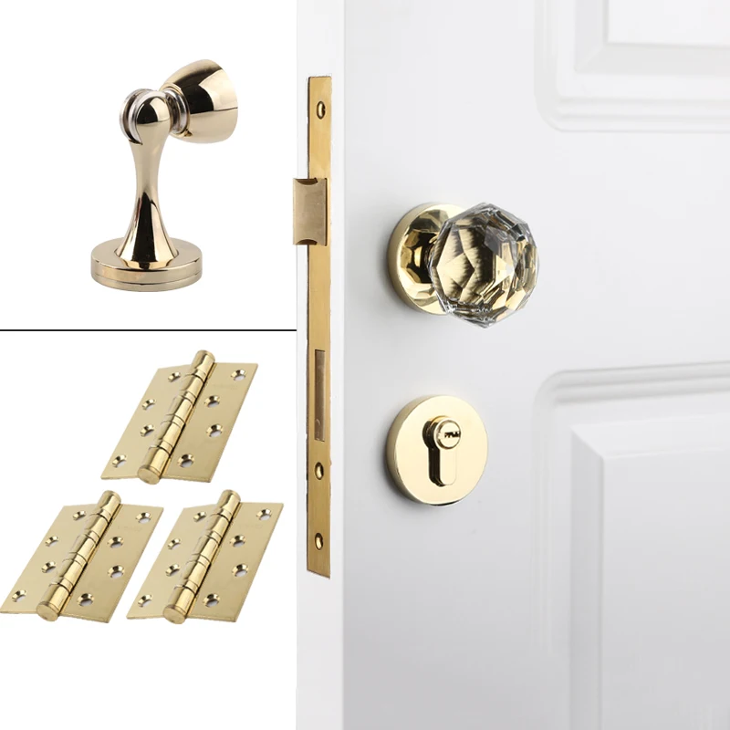 

Luxury European Crystal Knobs Door Lock Privacy Door Knobs Lock Interior Living Room Bedroom Bathroom Silent Split Door Lock Kit