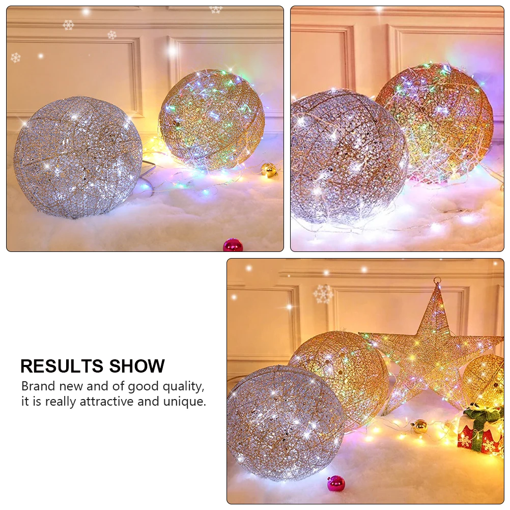 

Color Wrought Iron Ball Hanging Xmas Ornaments Christmas Balls Decorations Glitter Powder