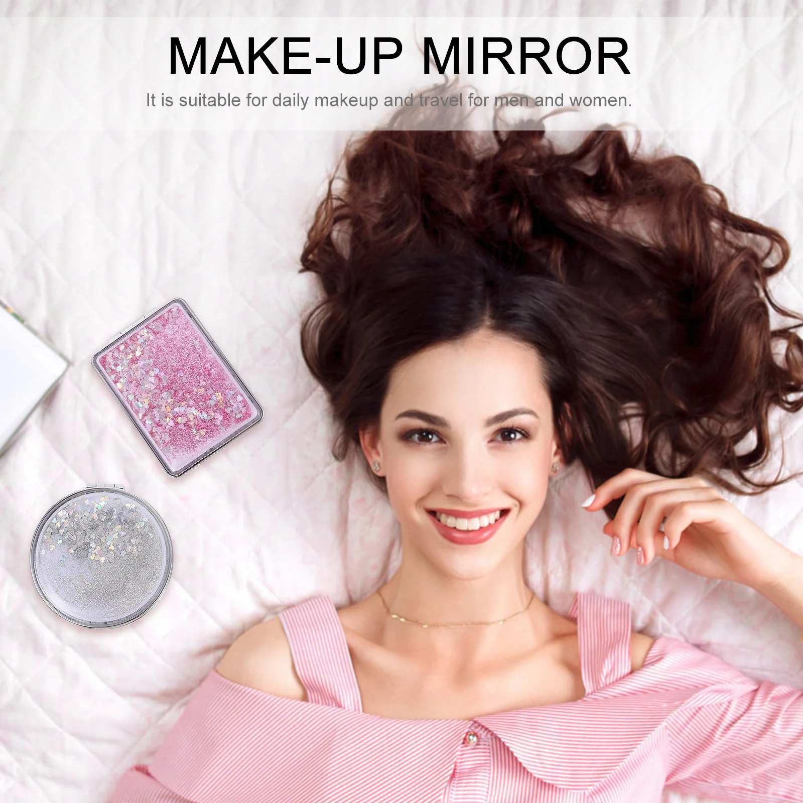 2Pcs Double-Sided Foldable Compact Makeup Mirrors Portable Mini Mirror Slim Lightweight Pocket Vanity Mirror Outdoor