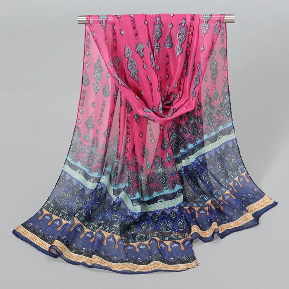 New Floral Printing Chiffon Scarf Soft Long Shawl Silk Thin Female Wrap Shawls