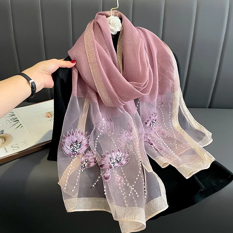 

Новый роскошный женский шарф из смесового шелка для весны и лета, многофункциональная пашмина-пончо для путешествий, защита от солнца, шаль-накидка