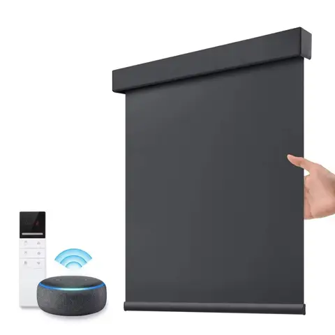 Family Intelligent System New Style Remote Control Zigbee Tuya  Waterproof Blackout Fabric Motorized Roller Blinds For  Windows
