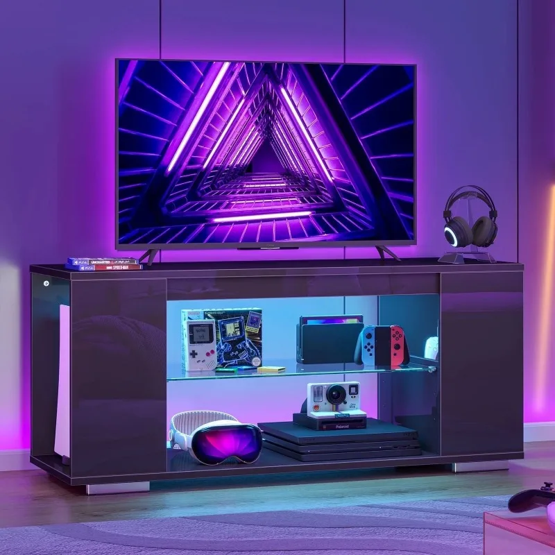 

47'' TV Stand for TVs up to 55", Gaming Entertainment Center with LED Lights,