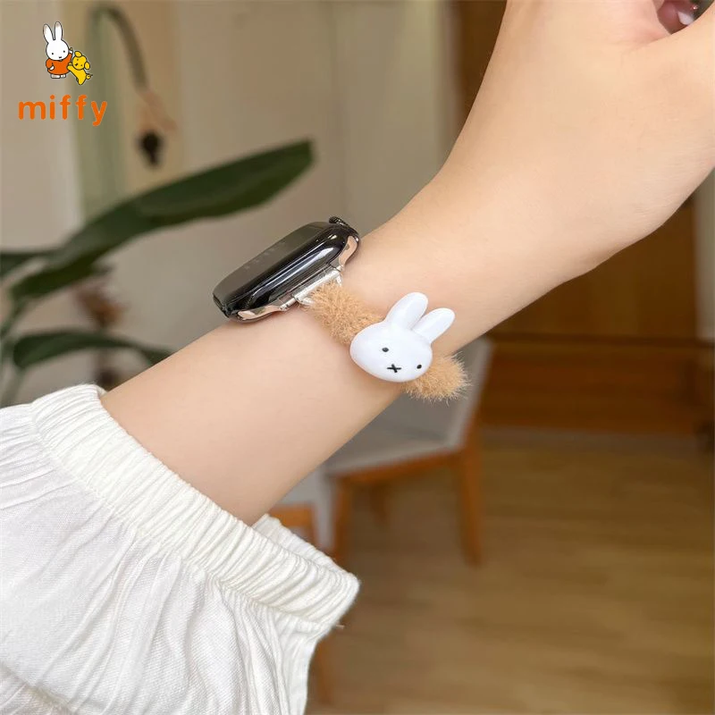 Cute Miffy Watch Band Suitable for Iwatch Ultra 10 9 Multicolor Simplicity Plush Watch Strap Anime Accessories Girl Perfect Gift
