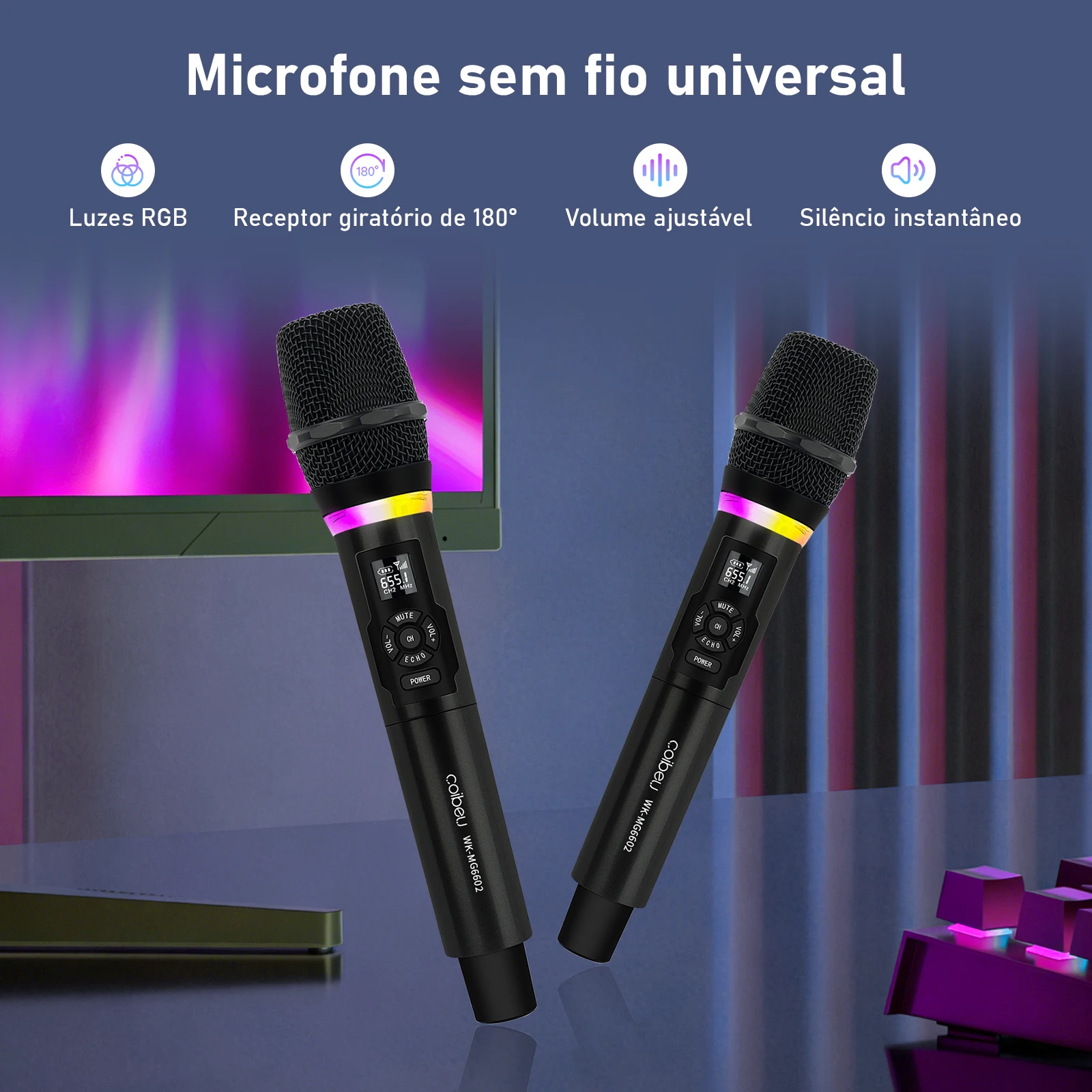 RGB, Professional Wireless Microone, Microone Gamer, Wireless Microphone, Gamer Microphone, Bluetooth Headphones, Coibeu, From Brazil