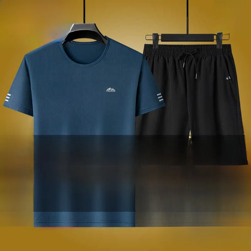 

Комплект TUCANO Ice Silk: Новинка лета, повседневный спортивный костюм с шортами и футболкой, быстросохнущий, модный, для мужчин, в едином стиле