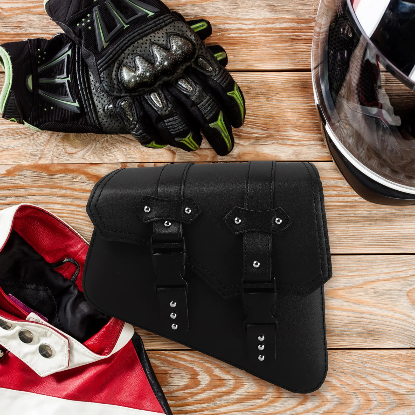 

Motorcycle Tool Bag Side Storage Saddle Bags Spacious Capacity Durable Material Retro Design Compatibility Wide Models Easy