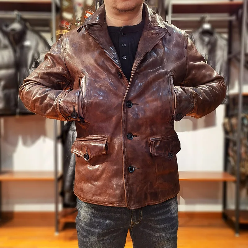 

LZP238 Asian Size Super Top Quality Heavy Genuine Japan Horse Leather Slim Classic Horsehide Stylish Switchyard Jacket