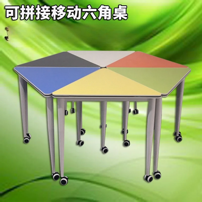 table folding training table can be spliced combination school smart classroom institution multi-functional hexagonal desks