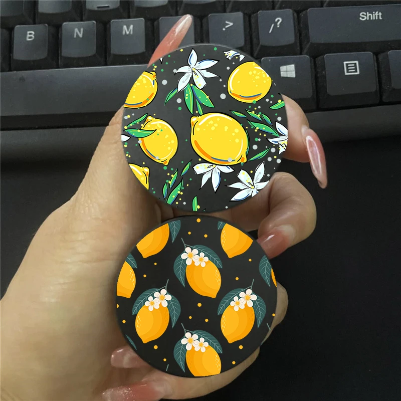 

Милый летний фруктовый желтый лимонный Griptok, ручка-подставка для телефона, держатель для IPhone, Samsung, Huawei, Xiaomi, INS, черный кронштейн