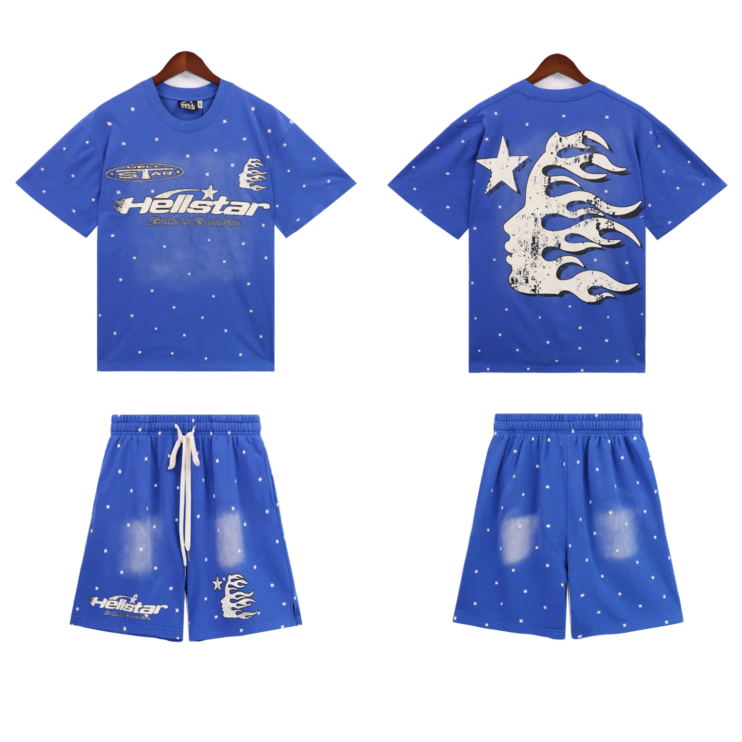 

American High Street Retro Waed Cotton ort orts And T-irt Set Summer Sport Leisure Loose Fit Pure Cotton Youth Outfit