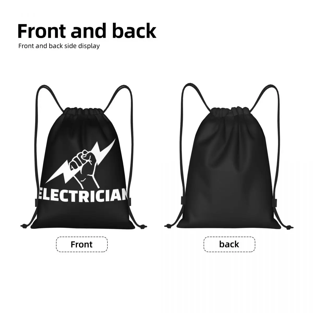 Custom Electrician Drawstring Bag Women Men Lightweight Engineer Electrical Power Sports Gym Storage Backpack