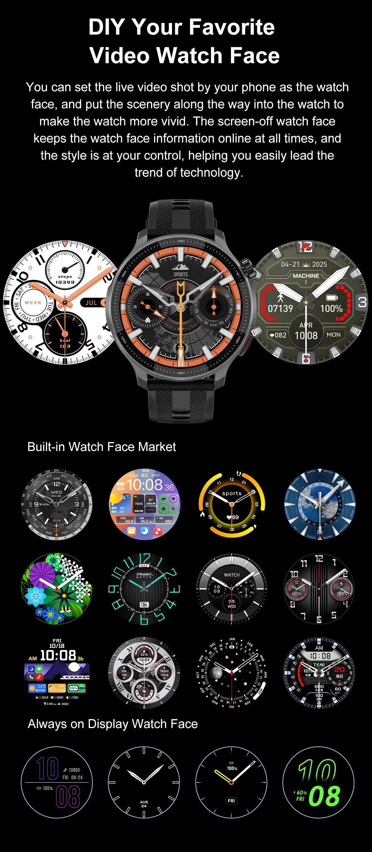 NEUE GPS-Offline-Karten-Smartwatch, 1,43 Zoll AMOLED-Militärsport-Smartwatch, 4 GB Speicher, Video-Player, 30 m, wasserdichtes Schwimmen-Armband – Detail 17