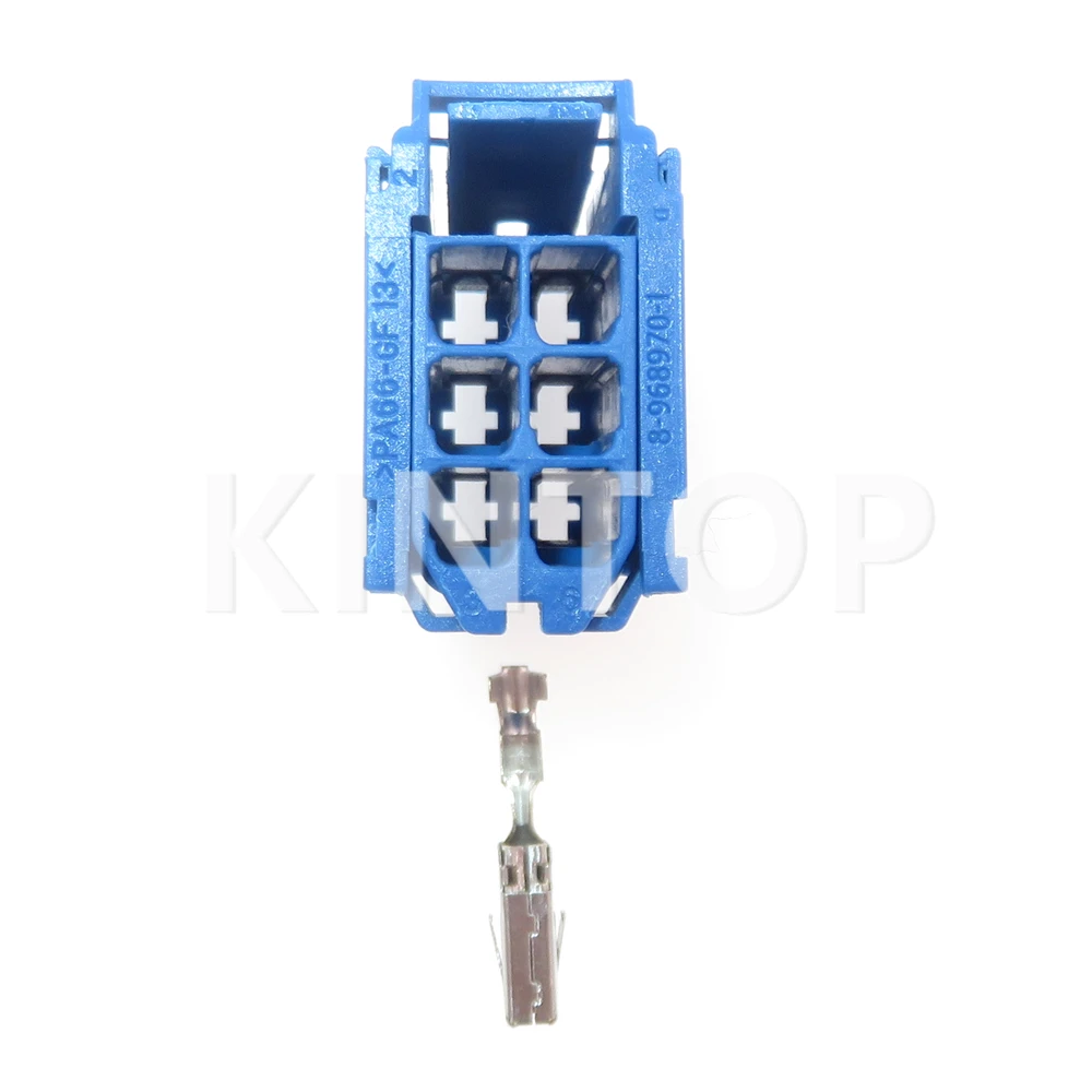 1 Set 6 Pins Car Blue Connector Auto Wiring Terminal Unsealed Socket Starter With Wires 1-965641-1 8-968970-1