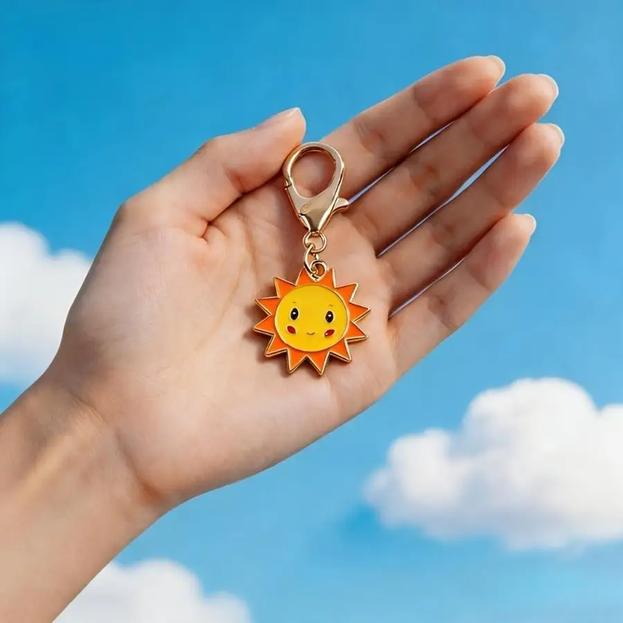 1/5/10/20/50/100pcs Gift for Her/Him s/8-Set Sunshine Smile Keychain Set - Includes 8 Keychains, 8 Cards, 8 OPP Bags - Spring Su