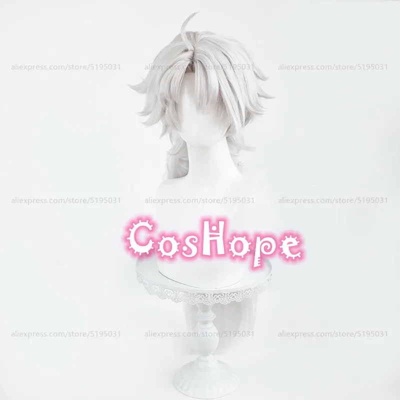 Lingyang unisex cosplay wig 80cm long hair silver white wig anime cosplay wigs wigs heat resistant synthetic wigs