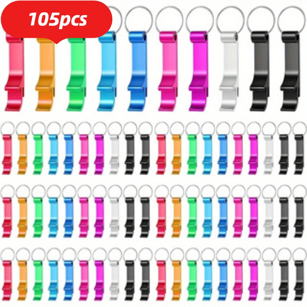105pcs Mix Color Beer Bottle Opener Aluminum Bottle Openers Key chain Bottle Opener Beverage Bottle Opener For Men Women
