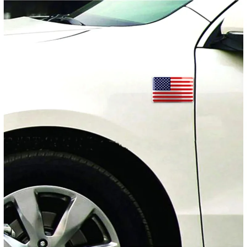 USA American Flag Badge Emblem Car Sticker 3D Metal Chrome Decoration Decal Waterproof Universal Exterior Parts Car Accessories