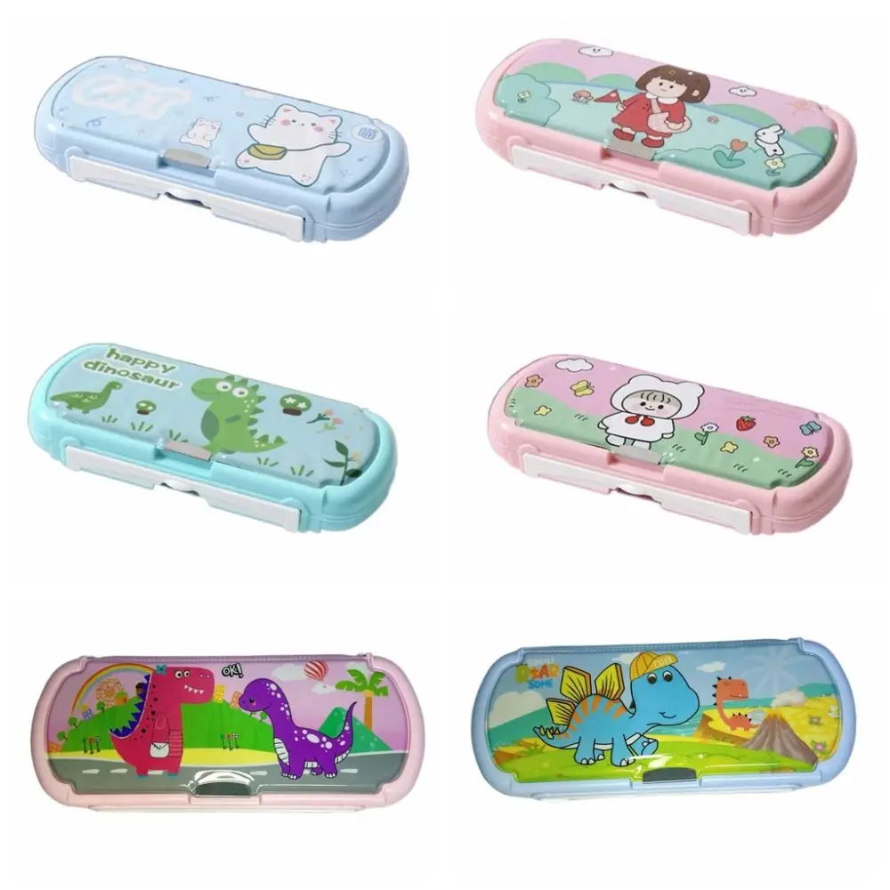 Doppelseitige Cartoon Bleistift Box Mit Whiteboard Süße Mädchen Schreibwaren Halter Kreative Kunststoff Desktop Storage Box Mark Stifte