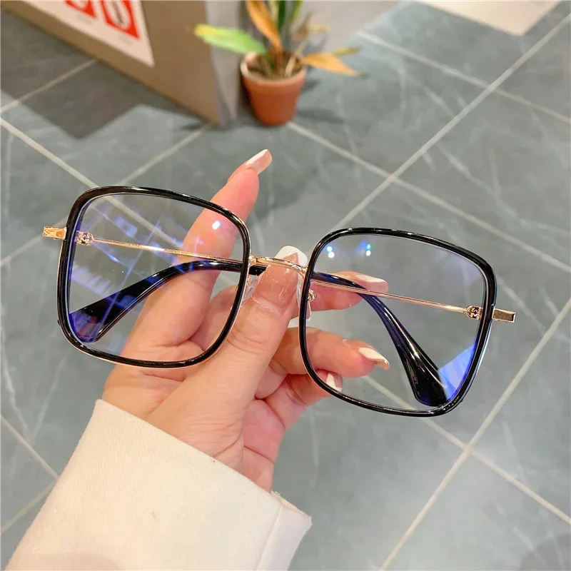 Blue Light Glasses Blue Light Glasses  Man and Women Pink Wine Black Square Frame Eyeglasses Fashion Vision Spectacles очки