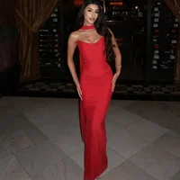 Suninheart Elegant Women 2 Piece Dress Set 2024 Strapless Bodycon Crop Top and Maxi Skirt Set Formal Wedding Guest Party Dress - Image 3