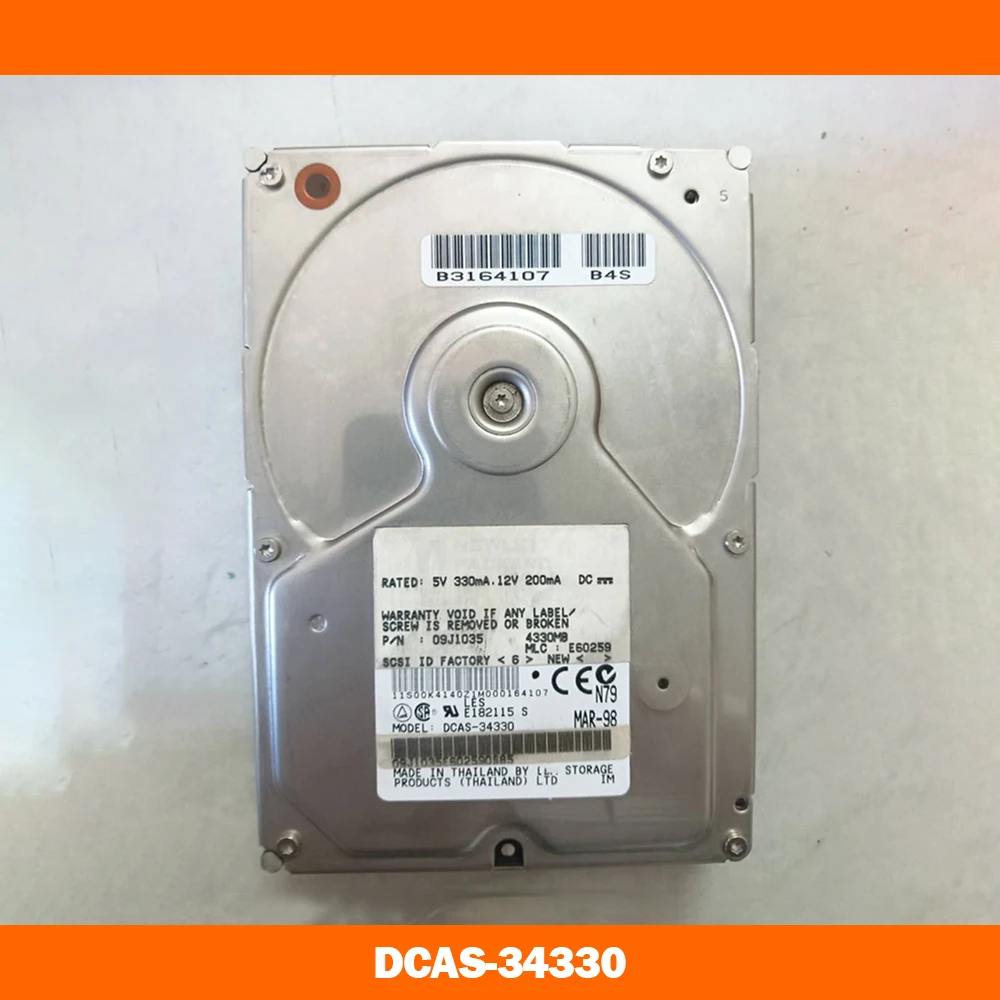 

Серверный жесткий диск DCAS-34330 для IBM 09J1037 4,3 GB 5,4 K 3,5 ''SCSI