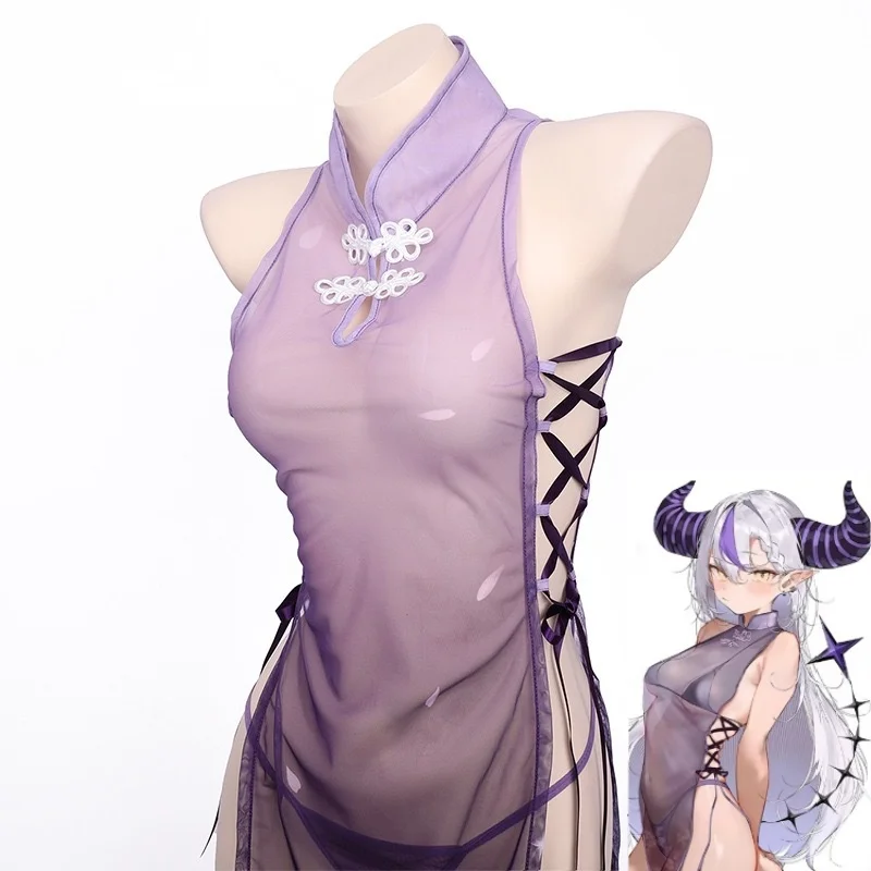Nuevo Vestido Morado Transparente de Malla con Diseño de Flor de Cerezo AniLV 2026 para Cosplay de Anime, Lencería Erótica y Ropa de Mujer con Estilo