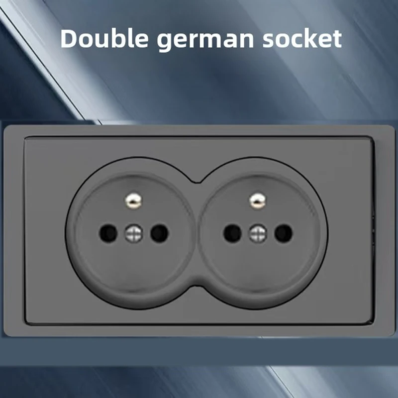 Gray Wall Light Push Button Switch German Socket 86 Type 2 Way Control Wall Mounted EU Socket For Home Improvement