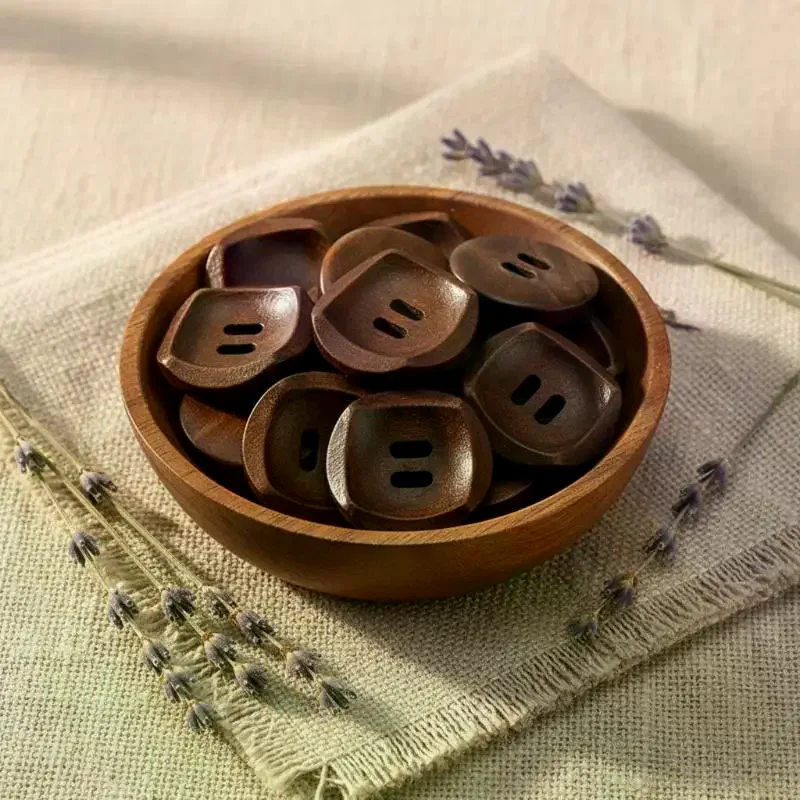 Natural 30mm Wood Sewing Buttons 50pcs 2 Holes Round Coffee Buttons for Knitting and Craft DIY