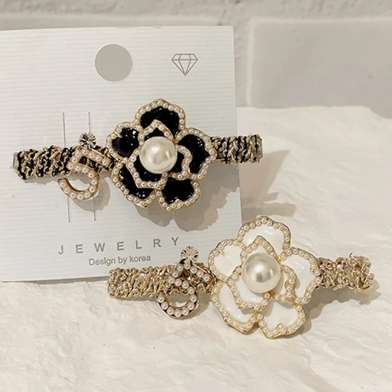 

Luxury CC Camellia Pearl Hair Barrettes Clip Hairpin Hairgrips Barrette Hair Clips Pins Vintage Hair Accessories for Women Girls